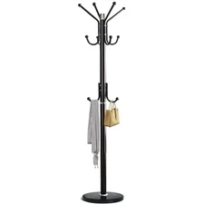  Modern Coat Rack Freestanding with Natural Marble Base & Sturdy Metal Black