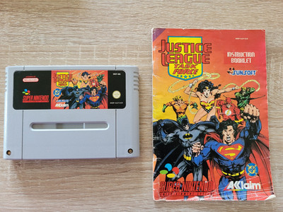 Original Nintendo SNES Spiel Justice League Task Force und Spielanleitung