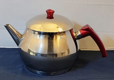 AKDENIZ Turkish Stainless Steel Tea Pot With Red Handle