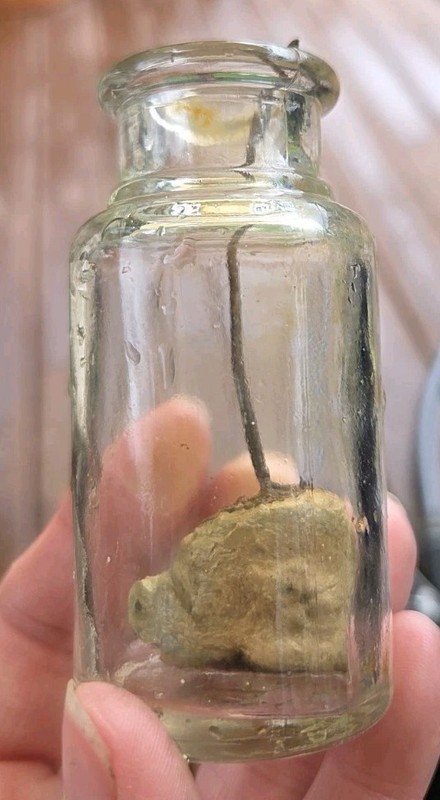 Antique Clear Glass Bottle Wire Applicator Dauber Glue Liquid Shoe Polish 