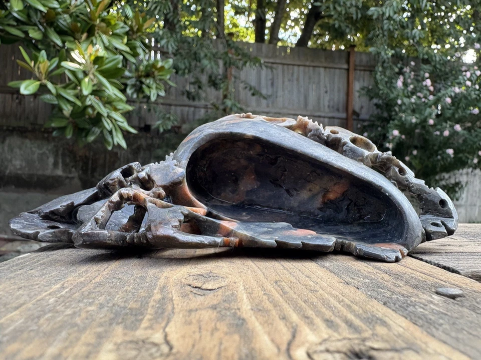 Резная азиатская щетка из мыльного камня с чернилами для стиральной машины лоток для безделушек винтажная красота - Изображение 4 из 4