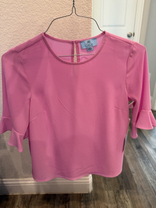 CeCe Hot Pink Ruffle Sleeve Blouse size XS New