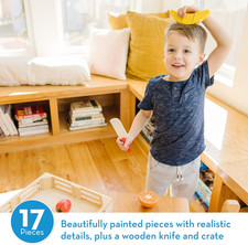 Wooden Cutting Fruit Toy Food Set Pretend Play Kitchen Accessories, Prescho...