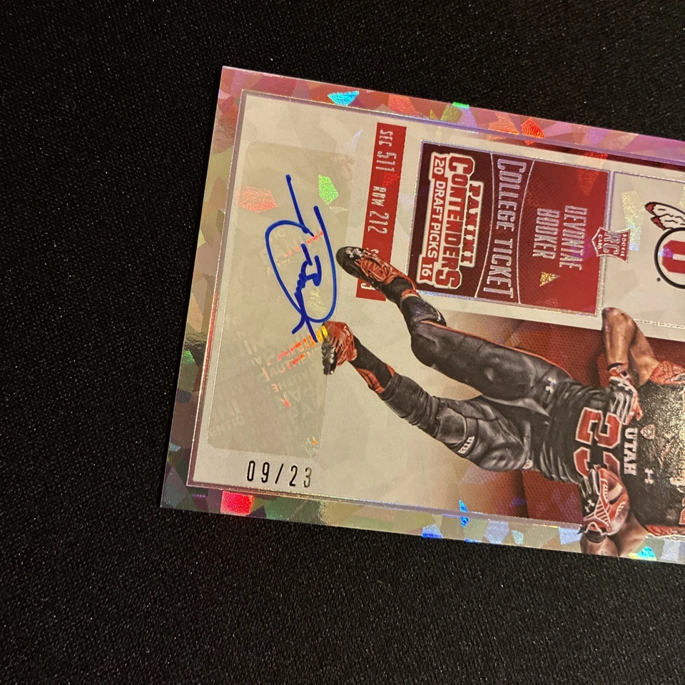 Devontae Booker 2016 Contenders COLLEGE TICKET Rookie Auto #122 CRACKED ICE /23 - Image 3 of 4