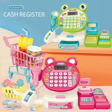Cash Register Set Toy Cartoon Kids Supermarket  Electric Simulation Gift