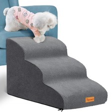 Topmart 3 Tiers Foam Dog Ramps/Steps,Non-Slip Dog Steps,Extra Wide Deep Dog Stai