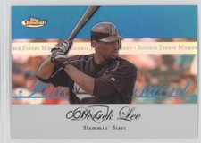 2007 Topps Finest Rookie Moments Blue Refractor 155/299 Derrek Lee #RFM-DL 0b3