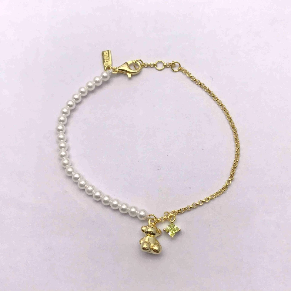 TOUS Chain bear Bracelet with gold plating over silver cultured pearls - Image 3 of 4