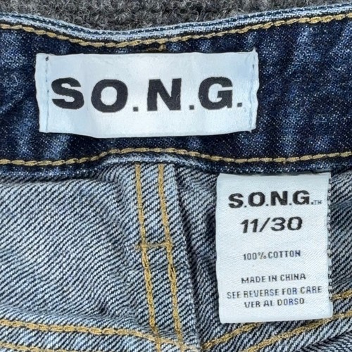 S.O.N.G. Women Dark Wash Wide Leg High Rise Cotton Denim Jeans Size 11/30 - Afbeelding 5 van 9