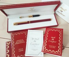 Penna stilografica Cartier Trinity pennino oro 750 18 carati rara bordeaux da collezione
