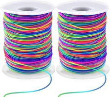 Stretchy Bracelet String 2 Rolls 1mm Elastic Cord Sturdy Rainbow 