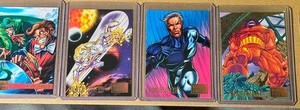 MARVEL VS DC Lot of 4 Riddler/Quicksilver Surfer 1995 Skybox- Juggernaut 