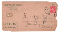 1922 American Railway Express Co COD to Galesburg Kansas