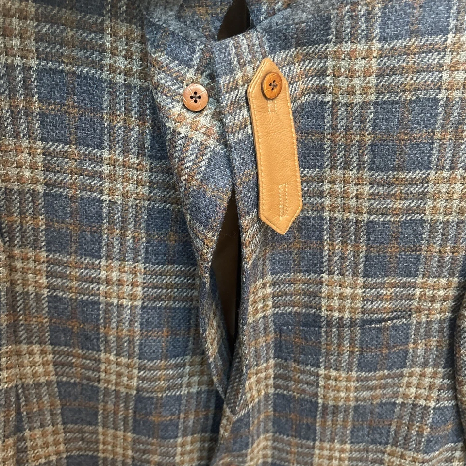 Belvest итальянский 1oo% шерсти Sport пальто Blazer клетку размер 56 падение 7R кожаные акценты - Изображение 4 из 4