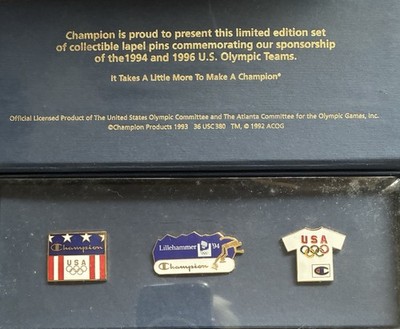 Set of 3 Champion US Olympic Teams Limited Edition Lapel Pin 1994 1996