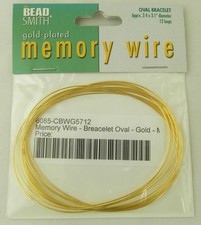 Gold-Plated Memory Wire 12 loops - Oval Bracelet - Bead Smith CBWG5712
