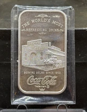 1978 Coca Cola Selma Alabama World Wide Mint 1 OZ .999 Silver Bar