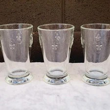 (Lot of 3) La Rochere Fleur De Lis Double 5” Old Fashioned Glass Tumbler France