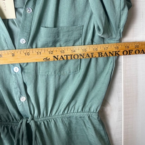 Camicia donna verde con bottoni Monteau Los Angeles taglia L vita elastica cottagecore - Foto 7 di 11