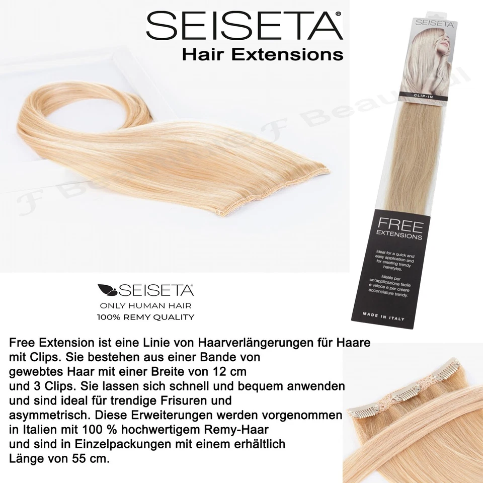 Clip in Hair extensions echthaar SEISETA Tressen 12 cm Haarverlängerung Länge 55 - Bild 4 von 4