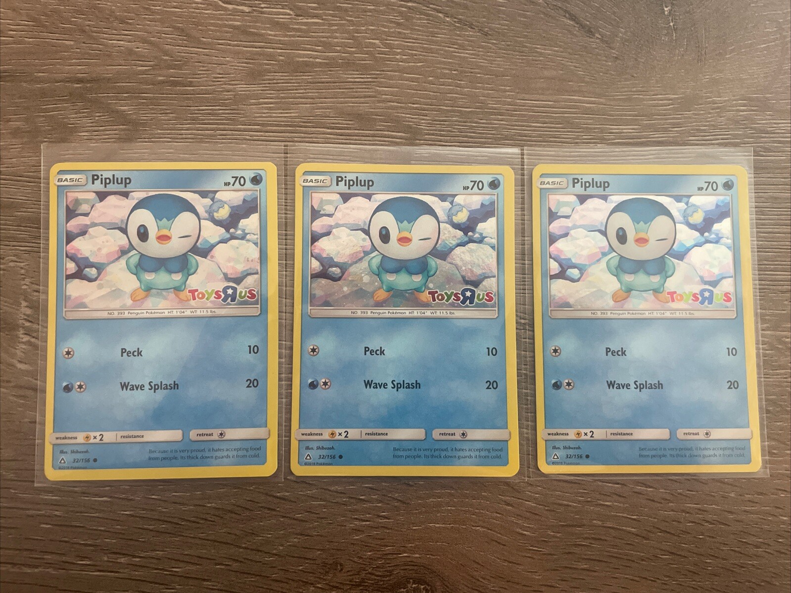 3x Pokémon Piplup Holo Foil Exclusive Toys R Us Promo Card 32/156