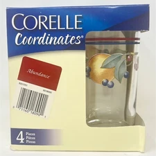 Corelle Abundance NOS Fruit Peaches Cherries Cooler Glass Tea Flat Bottom 16 oz