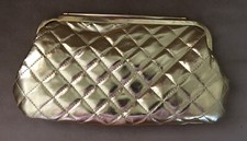 VTG Gold Colored Clutch Handbag Purse