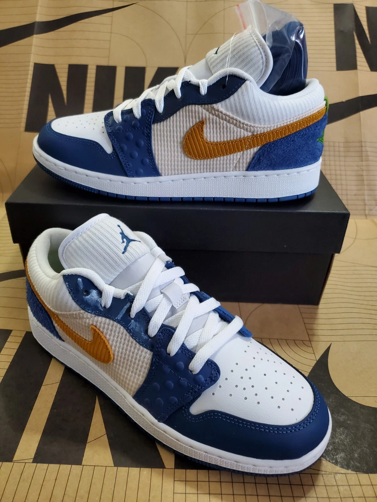 NIKE AIR JORDAN 1 LOW SE (GS) BLU MESY ROOM TAGLIA 7Y DA DONNA TAGLIA 8 5 DR6960 400
