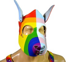 Leather Puppy Hood Custom Head Mask Novelty Costume Dog Hood