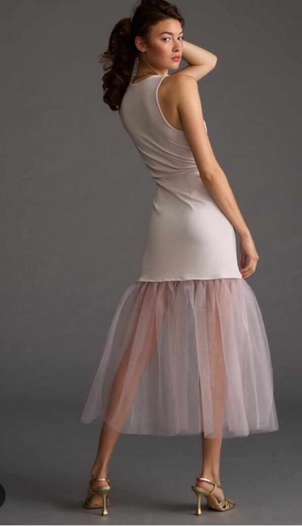 Maeve Anthropologie Tulle-Hem Slim Tank Dress S