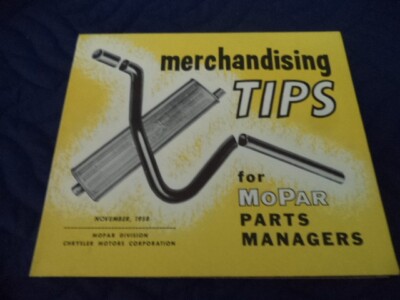 NOS MOPAR Chrysler Parts Manager MUFFLER Merchandising Fold up Poster SONO 1958