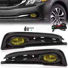 For 2013-2015 Honda Civic Sedan 4-door Front Yellow Fog Lights Lamps W Switch