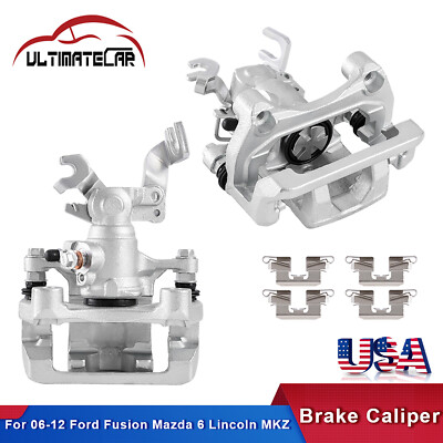 2Pcs Rear Brake Calipers & Bracket For 2006-2012 Ford Fusion Lincoln MKZ Mazda 6