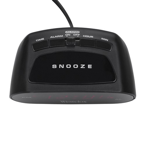 Westclox Basic Black Digital Red LED Bedside or Desk Alarm Clock with Snooze - Picture 5 of 6