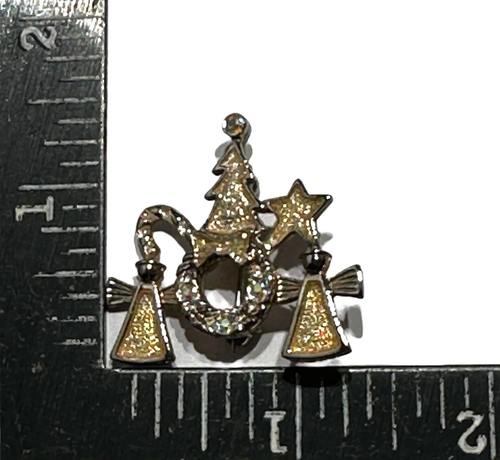 Christmas Brooch Pin Angel Tree Star Wreath Candy Cane AB Rhinestone Silver Tone - Picture 18 of 19