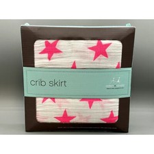 aden  anais Baby Neon Pink Stars Muslin Crib Skirt NEW