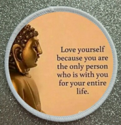  3 Zoll Buddha Liebe dich selbst Sublimation Bügelbild oder Aufnähen Patch Inspiration 