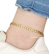 Ankle Bracelet for Women Dia-Cut Cuban Chain Anklet 9",10",11",12" Small-Plus
