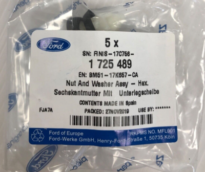 Genuine Ford Front Door Trim Installation Hex Nut & Washer 1725489