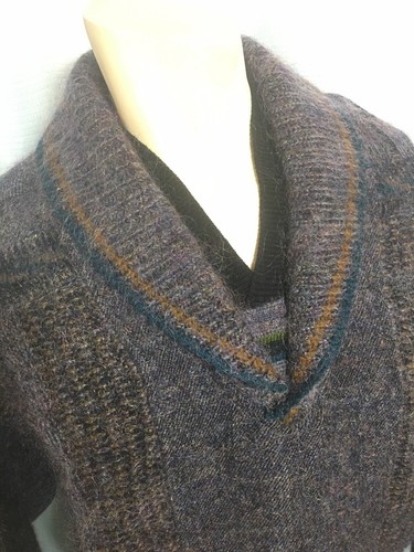 NWT 42 Vintage 1980s JOLLY HOT STUFF Mohair Blend SHAWL Sweater PURPLE Teal Gold - Picture 3 of 12
