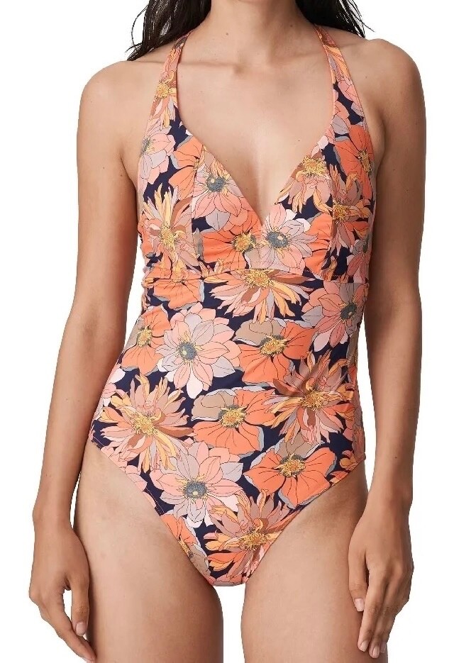 Traje de baño Prima Donna Melanesia coral talla 34C 12 sujetador con aros inmersión profunda nuevo