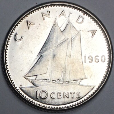 1960 Canada 10 Cents - Elizabeth II - (UNC) KM#51 - 80% Silver