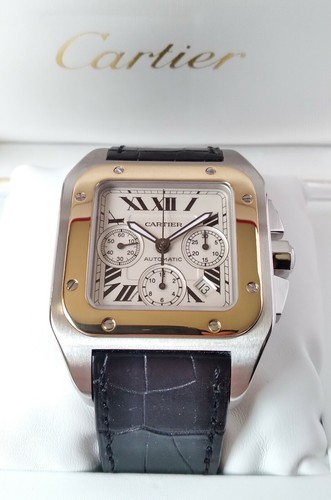 CARTIER SANTOS 100 XL Chronograph Steel/Gold Watch W20091X7  Box/Papers/Warranty | eBay