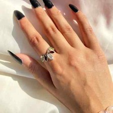 Multi 5 Stone Handmade Ring 925 Sterling Silver Marquise Tiara Moonstone Ring