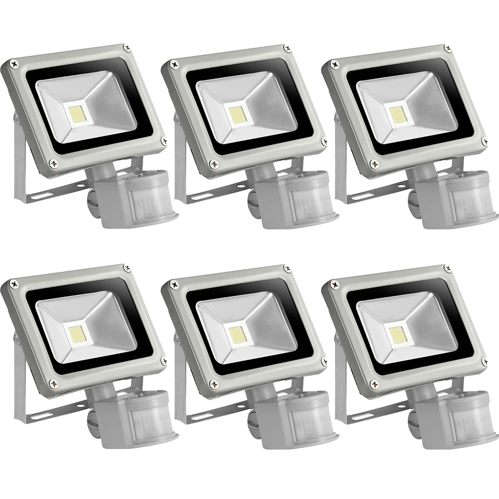 6X 10W LED Flutlicht Fluter mit Bewegungsmelder Außen SMD Strahler Kaltweiβ IP65 6X 10W LED Flutlicht Fluter mit Bewegungsmelder Außen SMD Strahler Kaltweiβ IP65