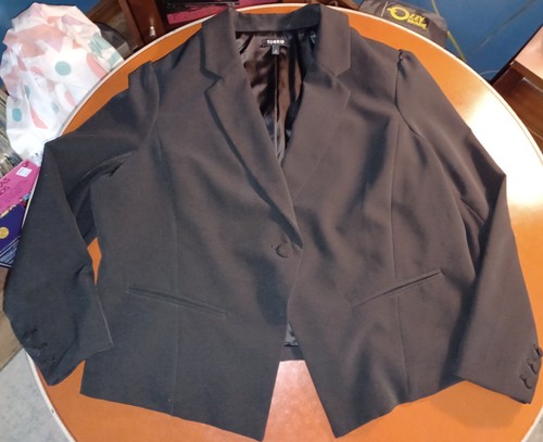 Torrid One Button Blazer Womens Plus Size 3XL XXXL Black Drape Long Sleeve EUC - Picture 2 of 10