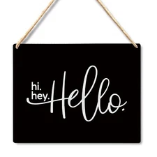 Wall Pediments Welcome Sign for Front DoorHello SignHi Hey Hello Hanging Welc...