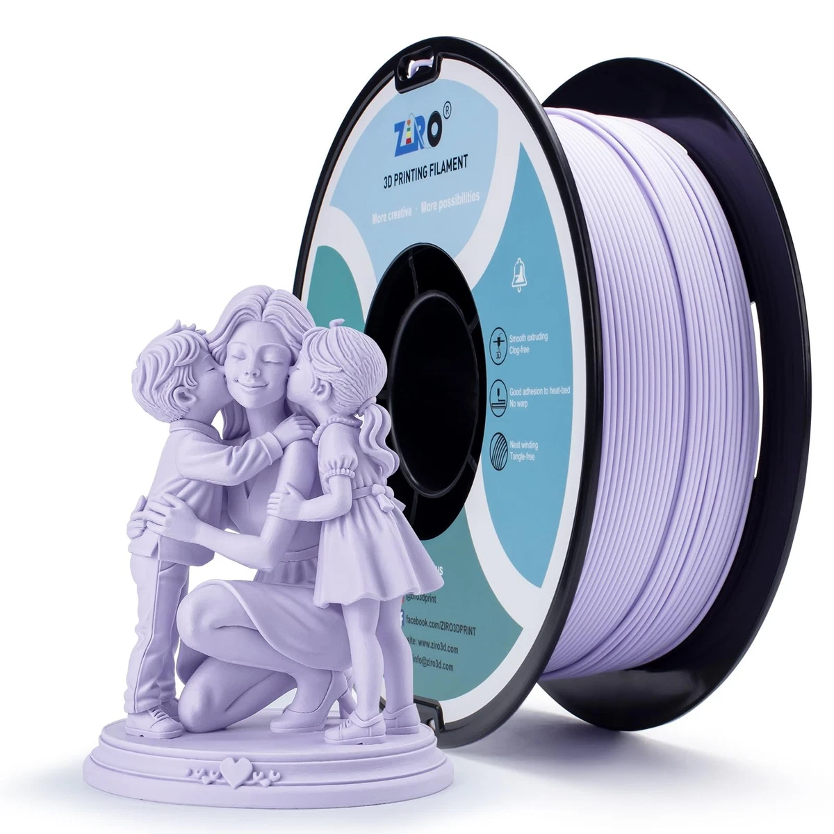 Mat Filament pour Imprimante 3D Mat PLA 1.75mm 1 kg Violet Pastel