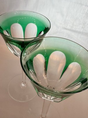 Edle Ludwig Moser Weinrömer grün Kristallgläser 18 cm , 2 Stück Karlsbad