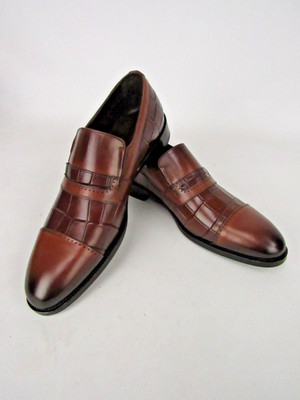 Premium Men s Embossed Calf Leather Cap-Toe Loafers   Handcrafted Size EU 41